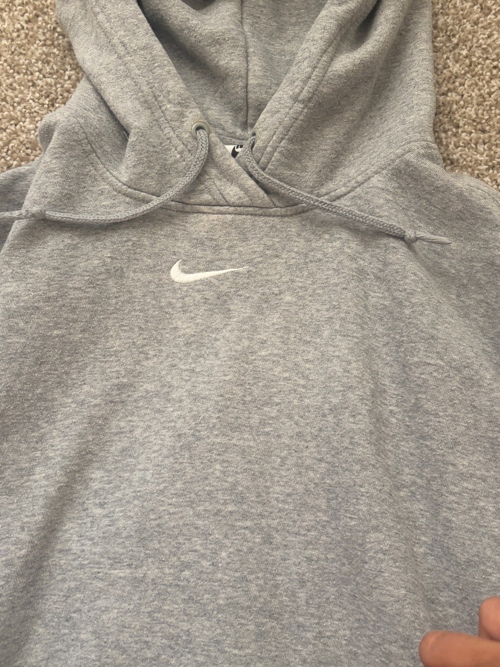 Nike Light Gray Pullover Hoodie with Small Swoosh - Picture 2 of 8